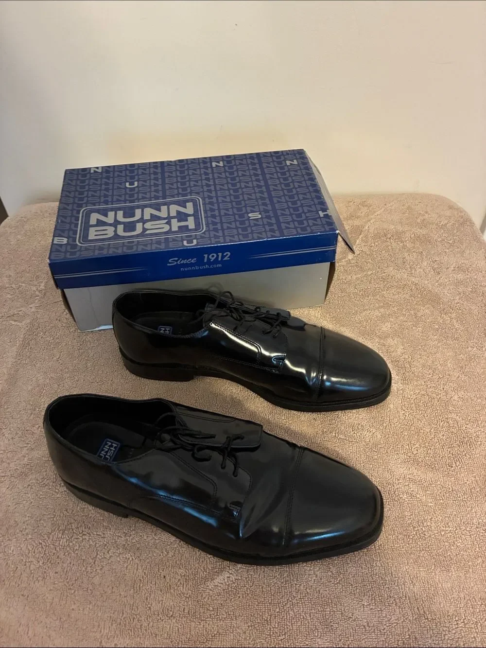 Men’s Nunn Bush Black Cap-Toe Oxford Dress Shoes size 13 W